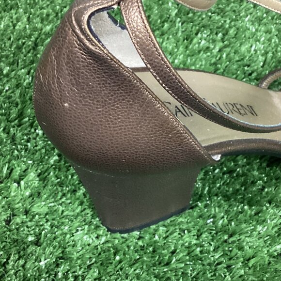 YSL Yves Saint Laurent Open Toe Block Heel Sandals 8M - Picture 7 of 12